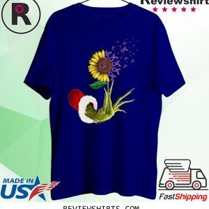 Grinch Hand Holding Awareness Cancer Sunflower T-Shirt