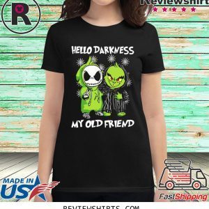 Grinch and Skelington Hello Darkness My Old Friends T-Shirt