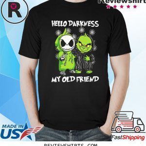 Grinch and Skelington Hello Darkness My Old Friends T-Shirt