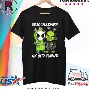 Grinch and Skelington Hello Darkness My Old Friends T-Shirt