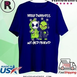 Grinch and Skelington Hello Darkness My Old Friends T-Shirt