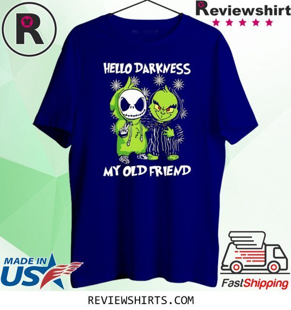 Grinch and Skelington Hello Darkness My Old Friends T-Shirt