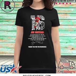 JOE MONTANA SAN FRANCISCO 49ERS THANK YOU THE MEMORIES SIGNATURE T-SHIRT