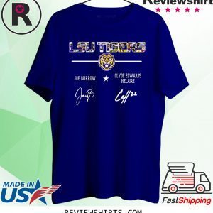 LSU Tigers Joe Burrow Clyde Edwards Helaire Signatures T-Shirt