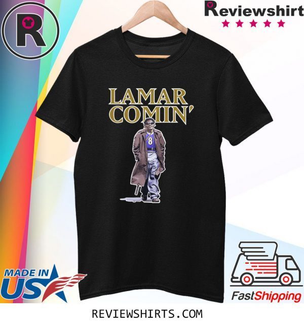 Lamar Comin T-Shirt Lamar Jackson Baltimore Ravens