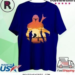 Mando Sunset Mandalorian Baby Yoda Tee Shirt