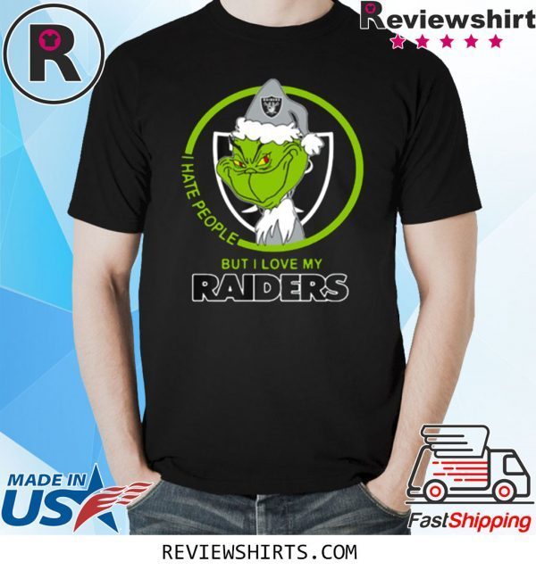 OAKLAND RAIDERS NFL CHRISTMAS GRINCH SANTA I HATE PEOPLE BUT I LOVE MY RAIDERS SHIRT