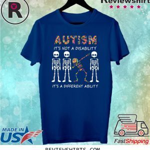 Skellington Dabbing Autism It’s Not A Disability It’s A Different Ability T-Shirt