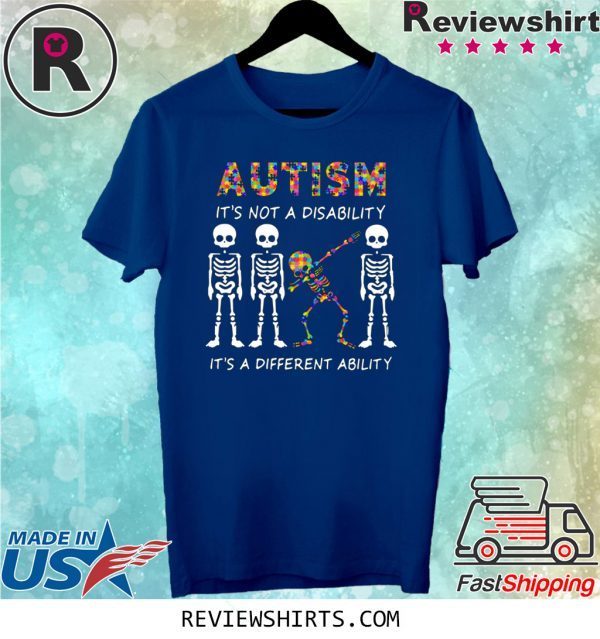 Skellington Dabbing Autism It’s Not A Disability It’s A Different Ability T-Shirt