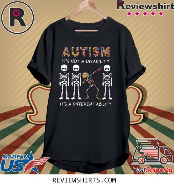 Skellington Dabbing Autism It’s Not A Disability It’s A Different Ability T-Shirt