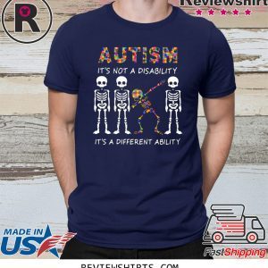 Skellington Dabbing Autism It’s Not A Disability It’s A Different Ability T-Shirt