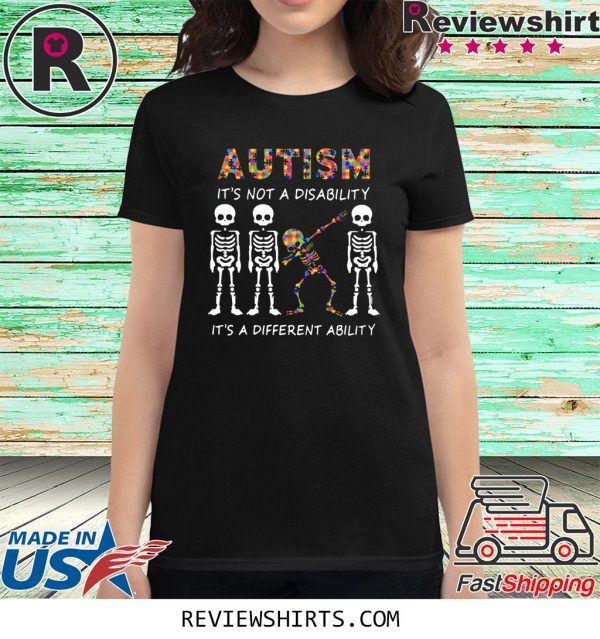 Skellington Dabbing Autism It’s Not A Disability It’s A Different Ability T-Shirt