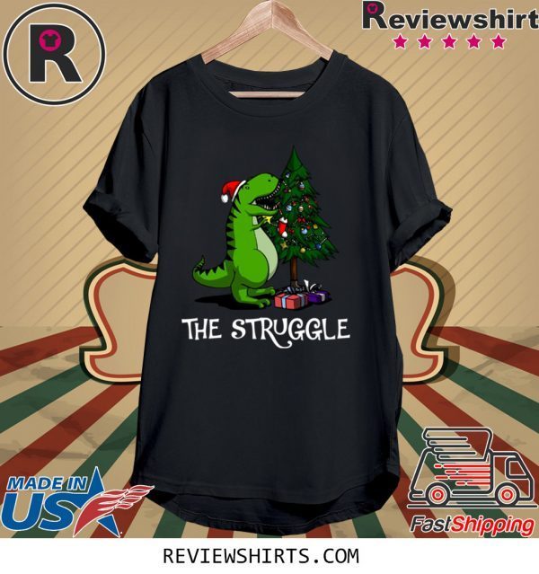 T-rex dinosaur eating the Christmas tree t-shirt