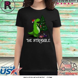 T-rex dinosaur eating the Christmas tree t-shirt