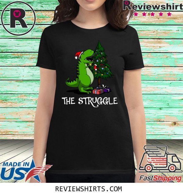 T-rex dinosaur eating the Christmas tree t-shirt