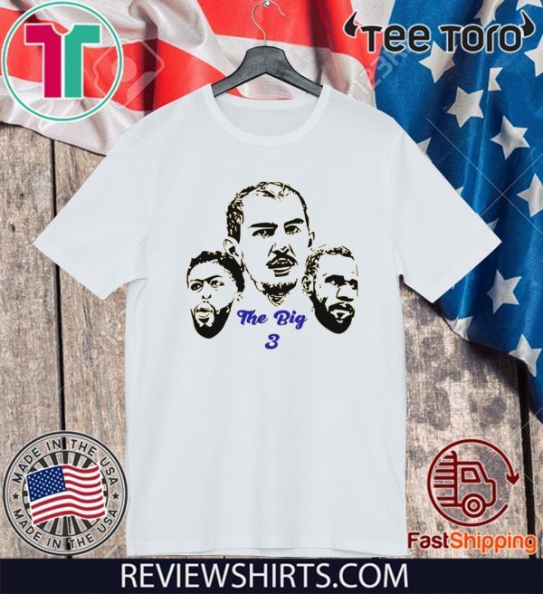 THE BIG 3 SHIRT - LOS ANGELES LAKERS - LEBRON JAMES, ANTHONY DAVIS, ALEX CARUSO T-SHIRT