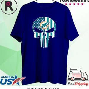 The Punisher Skull American Flag Miami Dolphins T-Shirt