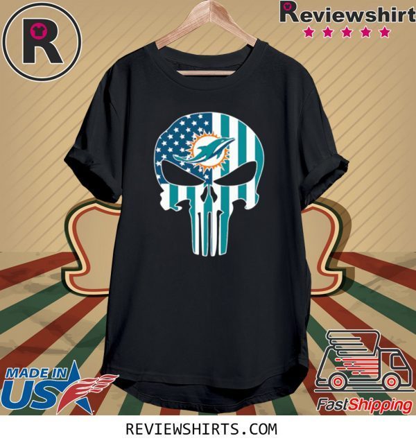 The Punisher Skull American Flag Miami Dolphins T-Shirt