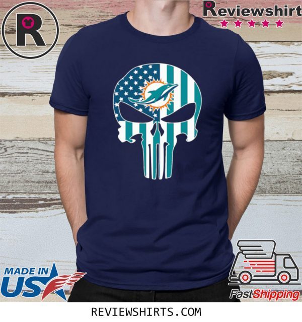 The Punisher Skull American Flag Miami Dolphins T-Shirt