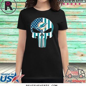 The Punisher Skull American Flag Miami Dolphins T-Shirt