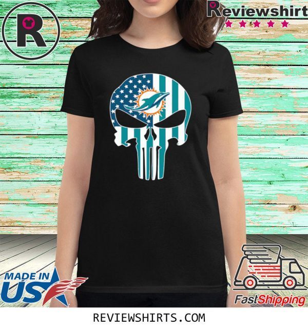 The Punisher Skull American Flag Miami Dolphins T-Shirt