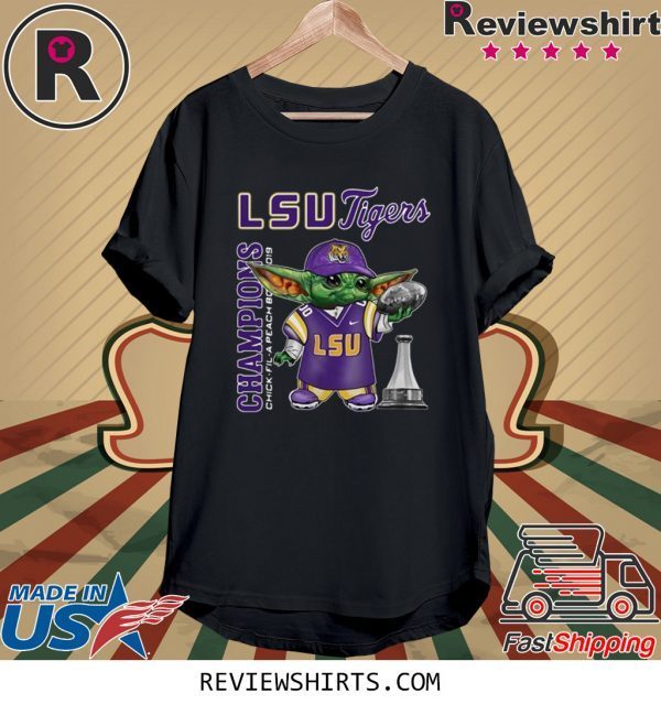 Baby Yoda LSU Tigers Champions Chick Fil A Peach Bowl 2020 T-Shirt