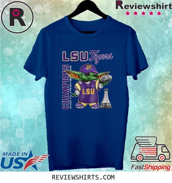 Baby Yoda LSU Tigers Champions Chick Fil A Peach Bowl 2020 T-Shirt