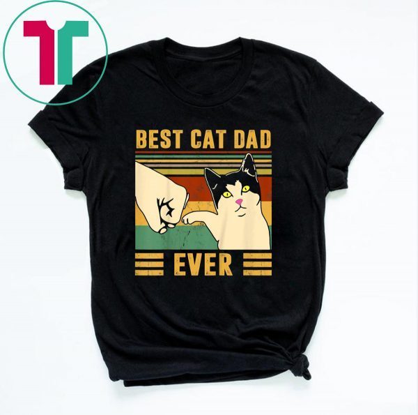 Vintage Best Cat Dad Ever Kitten Cat Fist Bump Retro T-Shirt