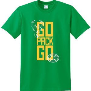 Go Pack Go T-Shirt - Milwaukee Bucks And Green Bay Packers