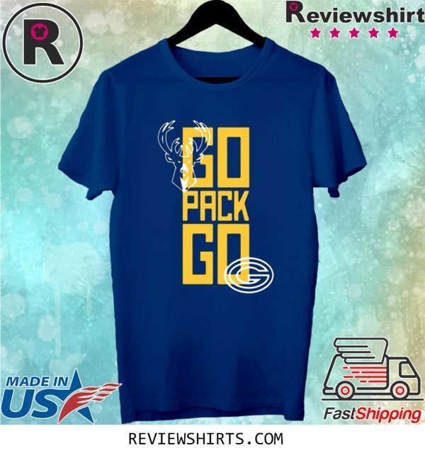 Go Pack Go T-Shirt - Milwaukee Bucks And Green Bay Packers