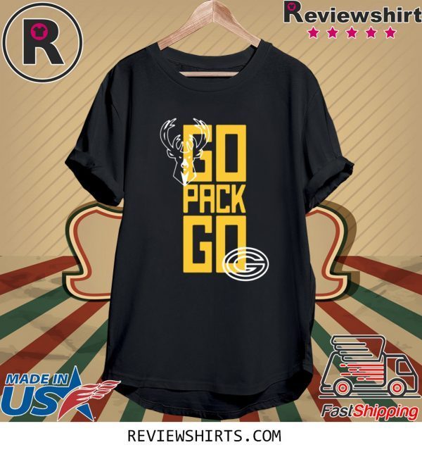 Go Pack Go T-Shirt - Milwaukee Bucks And Green Bay Packers