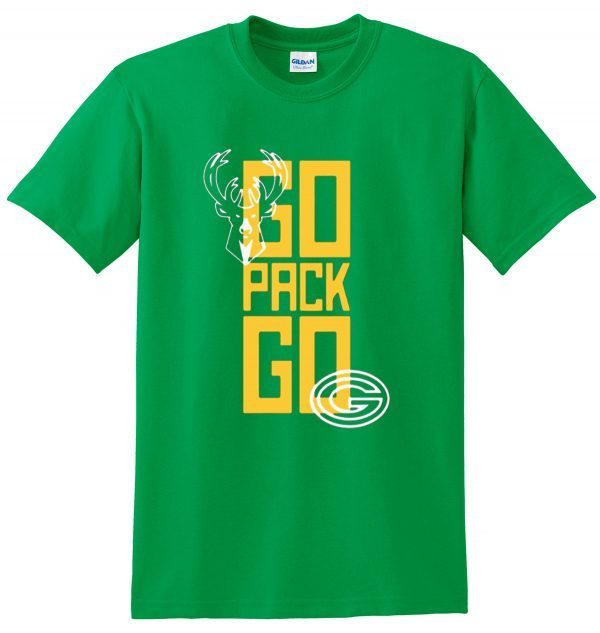 Go Pack Go T-Shirt - Milwaukee Bucks And Green Bay Packers