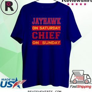 Jayhawk on Saturday Chief on Sunday Kansas City Football Shirts