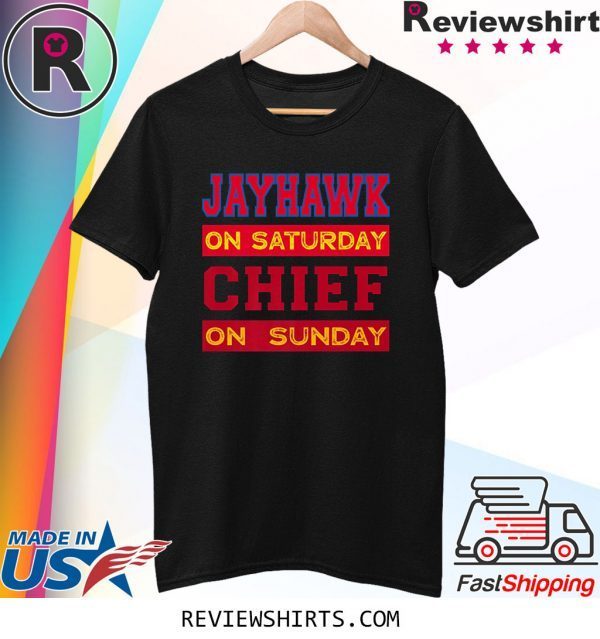 Jayhawk on Saturday Chief on Sunday Kansas City Football Shirts