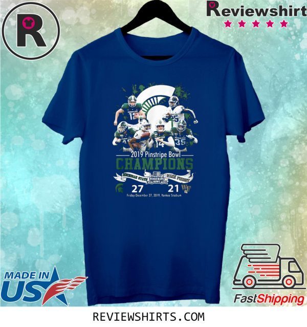 MICHIGAN STATE 2019 PINSTRIPE BOWL CHAMPIONS LOGO T-SHIRT