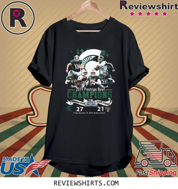 MICHIGAN STATE 2019 PINSTRIPE BOWL CHAMPIONS LOGO T-SHIRT