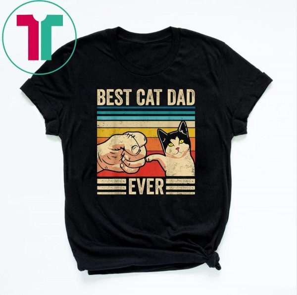 Mens Vintage Best Cat Dad Ever Bump Fit Fathers Day Shirt