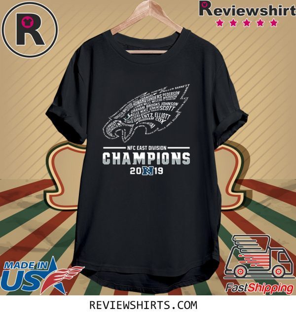 NFC EAST DIVISION CHAMPIONS 2019 PHILADELPHIA EAGLES PLAYER NAME T-SHIRT