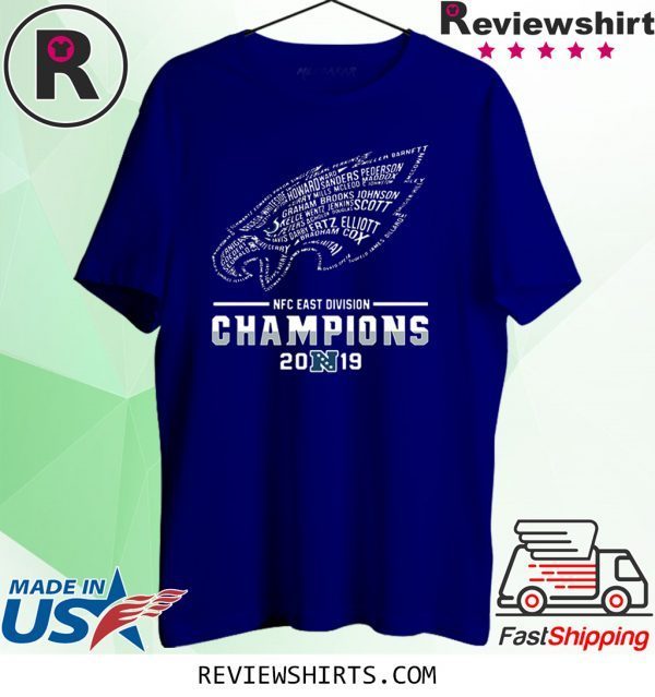 NFC EAST DIVISION CHAMPIONS 2019 PHILADELPHIA EAGLES PLAYER NAME T-SHIRT