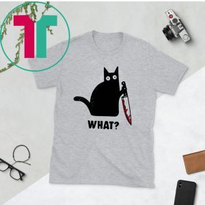 What Black cat hold knife t-shirt