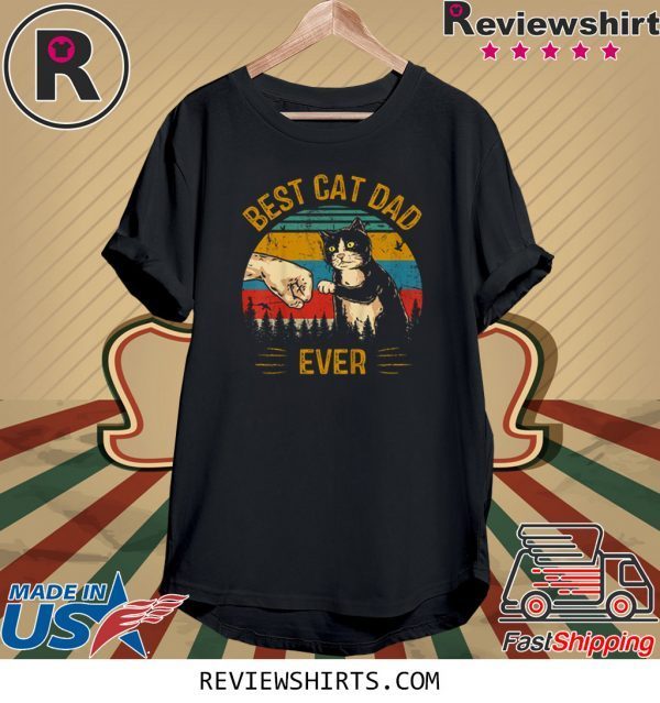 Best Cat Dad Ever Paw Fist Bump Fit Vintage TShirt