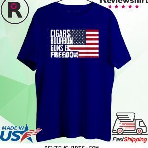 Cigars Bourbon Guns And Freedom Flag American Tee Shirt