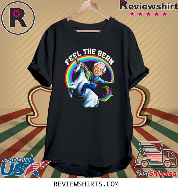 Feel the Bernie Riding Unicorn Magical Rainbow Bern TShirt