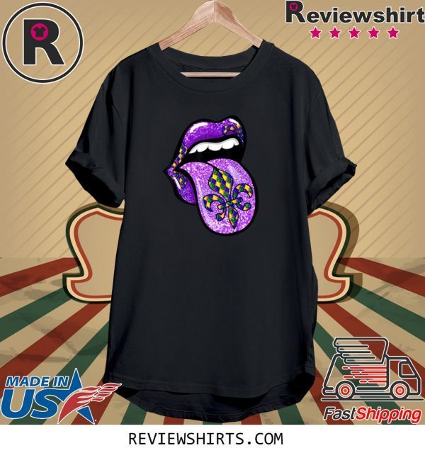 Mardi Gras Flag Celebration Lips Fleur De Lis Unisex TShirt