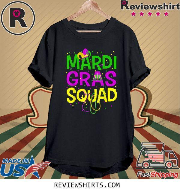 Mardi Gras Squad Beads Jester Hat Shirt