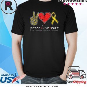 Peace Love Cure Childhood Cancer Awareness Tee Shirt