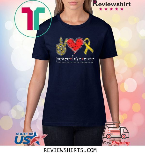 Peace Love Cure Childhood Cancer Awareness Tee Shirt