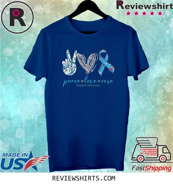 Peace Love Cure Diabetes Awareness Tee Shirt