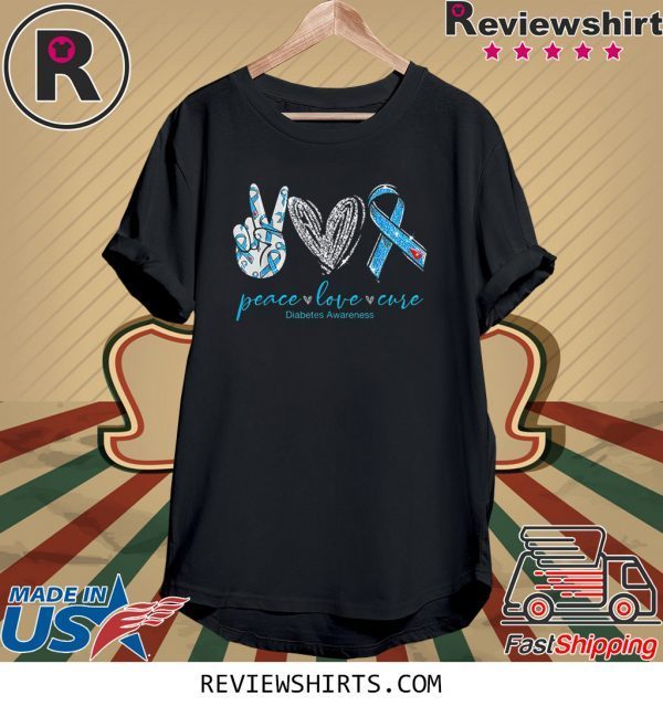 Peace Love Cure Diabetes Awareness Tee Shirt