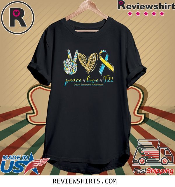 Peace Love Cure Down Syndrome Awareness Unisex TShirt